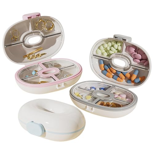 Pastillero de viaje hermético de 3 recipientes modulares para píldoras y comprimidos