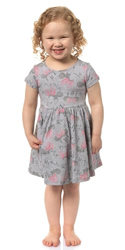 Disney Toddler Girls' Minnie Mouse Pink Bow Allover Print Design Dress