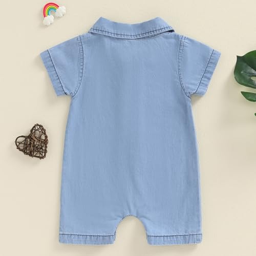 BemeyourBBs Newborn Baby Boy Summer Clothes Short Sleeve Dress Shirt Romper Button Jumpsuit Gentleman One Piece Outfit3