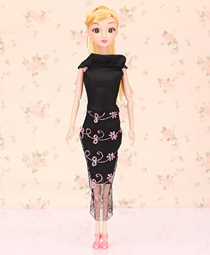 Image of Tickles Fashion Doll with 3D Eyes, Folding Hands & Glittering Dress Real Cloth Doll Set for Girls (Design May Vary Size: 30 cm)