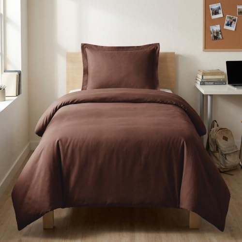 Duvet Cover Set Twin/Twin XL with 2 Pillow shams Soft Comforter Cover Brown