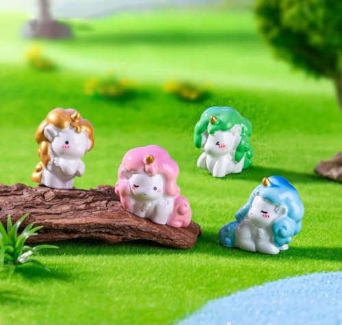 Image of VRB Dec 4 Pcs Miniature Showpiece Set for Home Decor,Car Dashboard,Valentine,Living Room,Gifts Figurines,Cake Decoration Items,Figurines for Home Decor. (4Pcs Magical Unicorn Miniature)