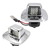 X AUTOHAUX 2pcs LED License Plate Light Lamp Assembly Silver Tone for Chevy C1500 C2500 C3500 1988-2000 6000K White