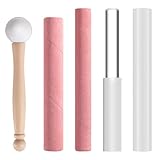 Nuanchu 5 Pcs Crystal Singing Bowl Mallet Set Includes Sheepskin Solid and Hollow Sound Sticks Singing Bowl Rubber Mallet with Wood Handle Clear Acrylic Striker for Playing (Pink)