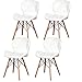 GrandCA HOME Sillas Nordicas,Pack 4 Sillas Comedor Estilo Moderno con Patas de Madera de Haya Restaurante, Comedor, Sala de Estar, Sala de Espera, Cocina-4 Sillas (Blanco)…