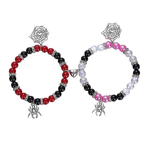 Auyuiiy Spider Bracelets for Couple Friendship, Spider Friendship Bracelets Magnetic Couple Relationship, Heart Energy Stone Bracelets, Christmas Valentine's Day for Couple, Boyfriend, Girlfriend