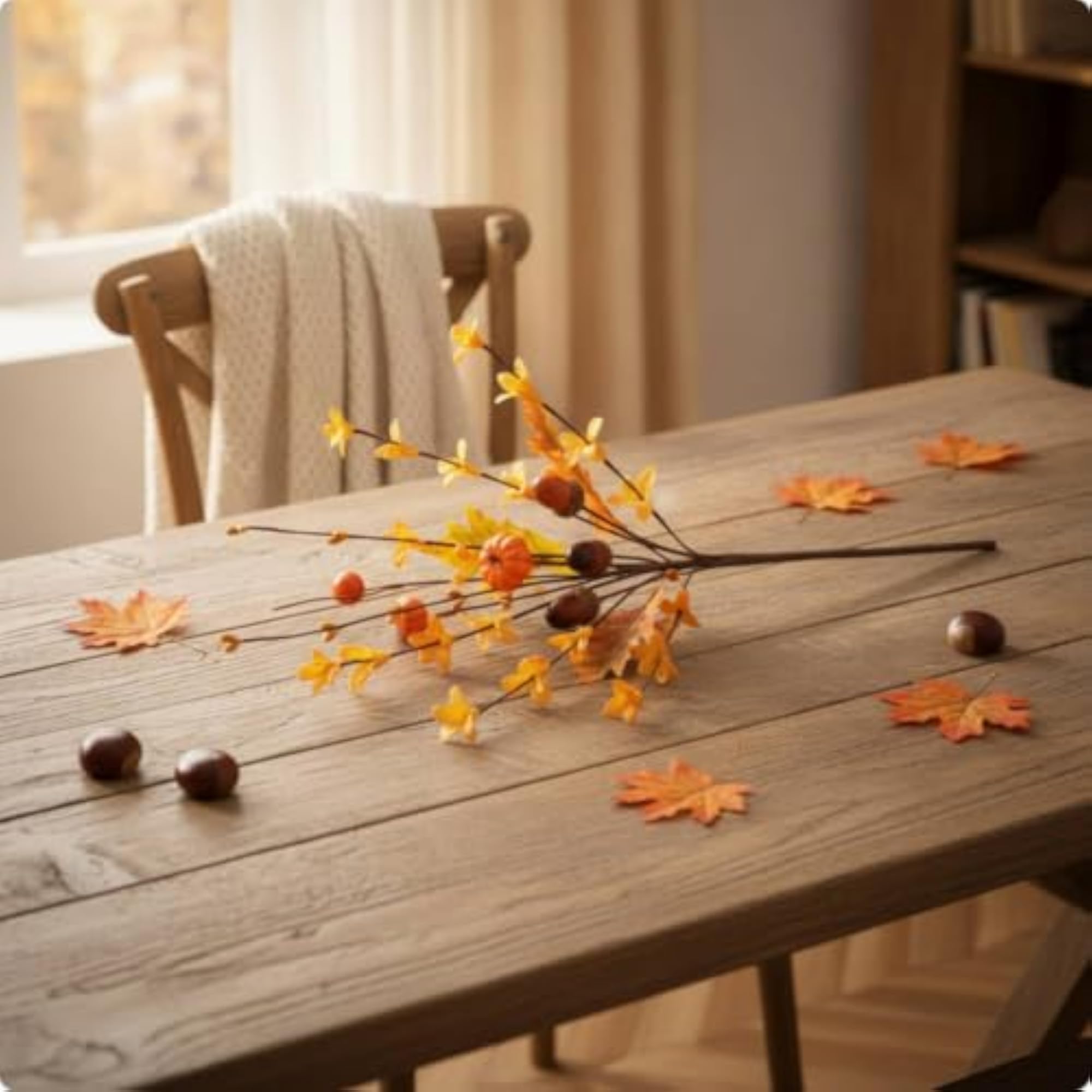 Harvest-Style Autumn Spray with Mini Pumpkins, Decorative Spray
