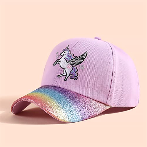 D.O.T Girls Baseball Cap Cute Unicorn Hat Adjustable Summer Beach Sport Trucket Hat for Kids Ages 3-8Years2