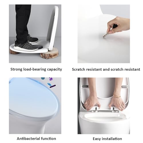 Abattant WC robuste gris résistant pour cuvette standard en O - 6