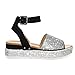 Women's Open Toe Sandals Rhinestone Glitter Fashion Flatform Sandal Ankle Strap Crystal Platform Summer Casual Sparkly Shoes