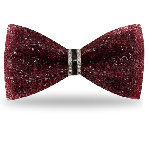 Image of Mens Rhinestone Bow Tie Pre-Tied Bow Ties for Men Adjustable Sparkle Sequin Bowtie Party Wedding