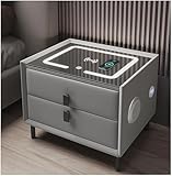 Moderna mesita de noche minimalista de madera maciza con cajones de almacenamiento, estilo italiano, mesa de sofá gris para dormitorio, mesa auxiliar de madera versátil