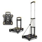 Fentefere 台車 軽量 折りたたみ ミニ台車｜荷物カート 4輪 静音 コンパクト｜平台車 キャリーカート ショッピングカート｜組立不要 開いてすぐ使える｜三段階調整ハンドル 押す引く両用｜耐荷重80kg 自重1.7kg