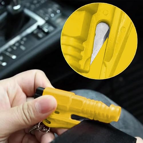 Ruzister 2 Stück 3 In 1 Notfall Schlüsselanhänger Mit Fensterbrecher Und Gurtschneider, Rettungshammer Für Autos, Tragbar Und Einfach Zu Bedienen, In Lila Und Gelb