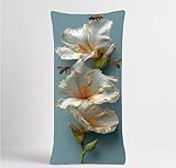 Pink Body Pillow Cover, Flower Long Pillow Cases with Hidden Zipper, Waterproof Linen Cushion Covers, Double-Sided Printing, Outdoor Cushion Covers for Bedroom Spring Room Decor 48x16in 6-7731