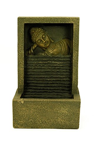 CAPRILO Fuente de Agua Decorativa Interior Diseño Buda Esculturas Resina. 15 x 11,5 x 24 cm.