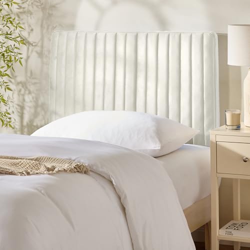 Hearth & Harbor Twin Headboard Only Floating Wall Mounted Headboard Twin Size Easy Assemble Upholstered Peel and Stick Headboards 3D Soundproof Bed Wall Panels Velvet Stick on Headboards White