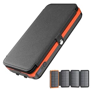 Solar Charger 27000mAh Power Bank – Hiluckey 22.5W Fast Charging Portable Phone Charger with 4 Solar Panels USB C PD External Battery Pack with 3 USB Outputs for Cellphone Tablet