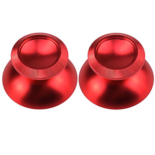 KEESIN 2 Piezas Repuesto de Metal de Aluminio Pulgar Grip Stick Thumbsticks para PS4 Xbox un Controlador del Sistema de Juego (Rojo)