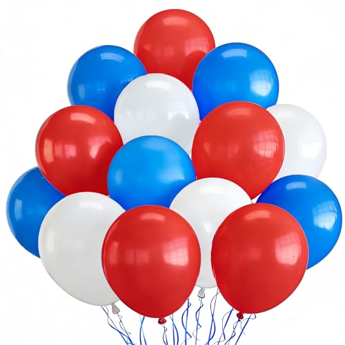Image of Patriotic Balloons Red White and Blue,70 Packs Premium Latex Balloons for 4th of July, Memorial Day, Flag Day, Veterans Day, Labor Day Party Decorations