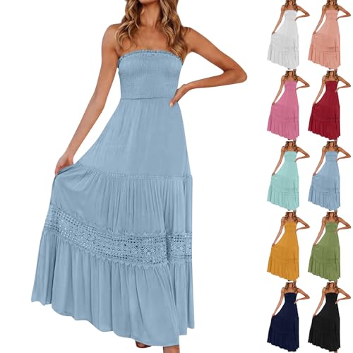 Strapless Maxi Dress Boho Summer Ruffle Tiered Empire Waist Smocked A Line Dress Cotton Casual Sexy Midi Sundresses for Beach Vacation Long Spring Eyelet Flowy Tube Dresses Blue at Amazon Women's Clothing Strapless Maxi Dress Boho Summer Ruffle Tiered Empire Waist Smocked A Line Dress Cotton Casual Sexy Midi Sundresses for Beach Vacation Long Spring Eyelet Flowy Tube Dresses Blue at Amazon Women's Clothing