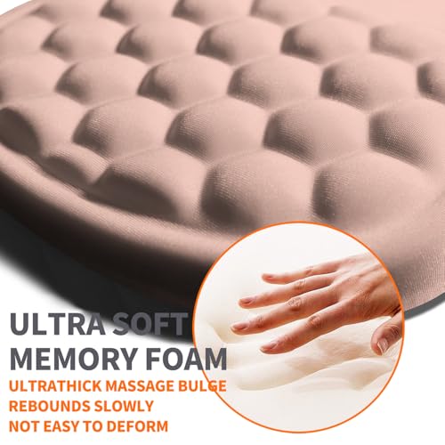 Image of Ergonomic Joint Wrist Support Mouse Pad with Memory Foam Cushion Massage Bump, Carpal Tunnel Pain Relief Mousepad Slope Design for Wrist Rest, 11.8x7.9 in, Rose Pink
