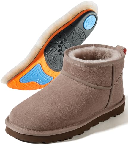 Mini Boots Women With Arch Support: Plantar Fasciitis Relief - 100% Australian Sheepskin Lining & GEL Cushion Orthotic Insoles - Thermal Winter Boots for Women, Teachers & Retail Workers OakBrown 7.5