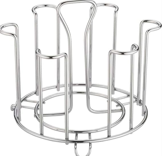THE SR BRAND Stainless Steel Glass ?Countertop Stand/Glass Stand/Glass Holder for Kitchen Dining Table Hanging Shelves(6 Glass Stand)