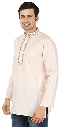 Kurta para hombre MapleClothing manga larga en color beige s ideal para un look relajado 2