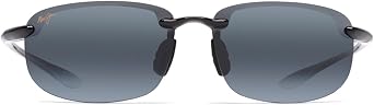 Maui Jim Men's & Women's Hookipa Polarized Rectangle Sunglasses, Gloss Black/Neutral Grey Polarized, Medium Fit