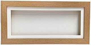 Oak Effect 3D 1" Cube Range Deep Box Shadow Frame Memory Box Display Case Medals Panoramic-14x6 inch-White