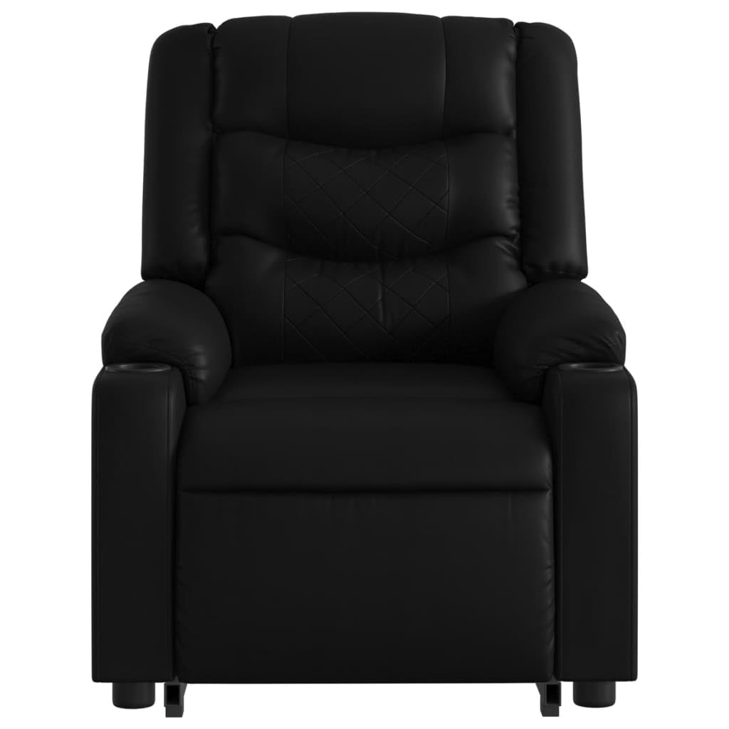 Sillón elevador eléctrico reclinable de piel sintética negra con 6 puntos de vibración y función de elevación automática para un asiento cómodo y relax total