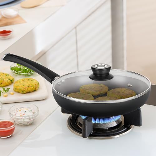 Image of Borosil 1.7 L (24 cm) Hard Anodized Fry Pan with Glass Lid | Aluminium Grade 3003 | Glossy Exterior & Matt Interior | Even Heat Distribution | Easy to Clean | 1 Year Warranty