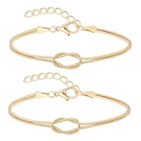 Vauki Gold Armband Damen - Verstellbarer Liebesknoten Mit Schlangenkette