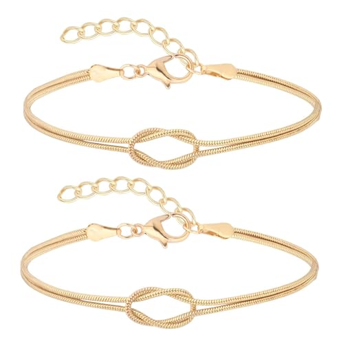 Irikdescia Pulseras de Oro de 14 Quilates a Juego para Parejas, Amistad y...
