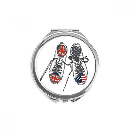 Miroir de poche rond drapeau US UK mini miroir de maquillage portable pliant multicolore