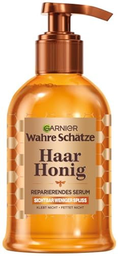 Garnier Wahre Schätze Haarserum für splissiges oder brüchiges Haar, Reparierendes Serum mit Akazienhonig für mehr Glanz und Geschmeidigkeit, Hitzeschutz bis zu 230°C, Honig Schätze, 1 x 115 ml