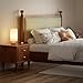 Fenmzee Small Table Lamp for Bedroom - Inline Control, Bedside Lamp with 3000K A15 LED Blub, Easy Assembly (Cream Shade - Wood Base, 9