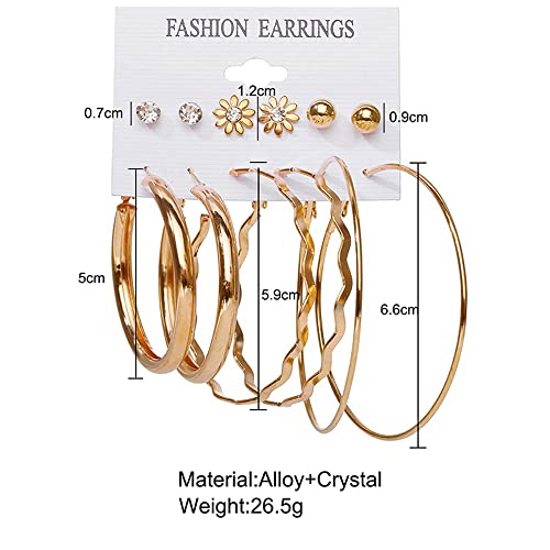 Image of Shining Diva Fashion Stylish Combo Design 6 Pairs Metal Earrings for Women and Girls (F12787er)