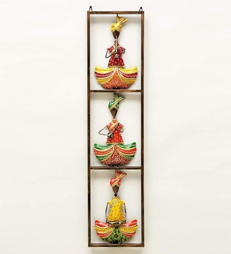 Image of Metal Nagpuri Musician Showpiece Wall Frame | Handcrafted Tribal Musician Art Decor | Ethnic Wall Hanging for Living Room Office Music Room | Indian Folk Sculpture (Sardar Design)