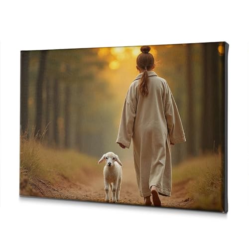 Toile agneau et forêt 30x40 cm, l'échappée belle pour votre salon