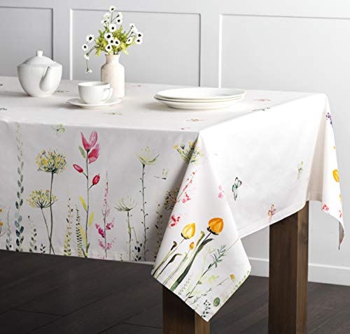 Maison D' Hermine Tablecloth 100% Cotton 60"X90" Decorative Rectangle Easter Tablecloths Washable Table Cover For Home, Wedding, Restaurant, Buffet Party & Camping, Botanical Fresh - Spring/Summer #TOP1