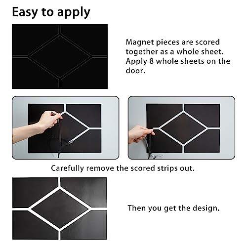 Sanfurney Magnetic Garage Door Windows Panes Diamond Style Pre-Cut Faux Fake Decorative Window Decals For 2 Car Garage Kit, 8 Sections 12.1"X 8.1", Gloss Black #TOP4