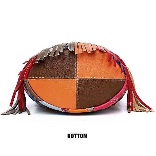 Segater Women Large Multicolor Bucket Bag Genuine Leather Shoulder Bag Colorful Splicing Tote Handbag Purse Christmas Satchels #TOP3