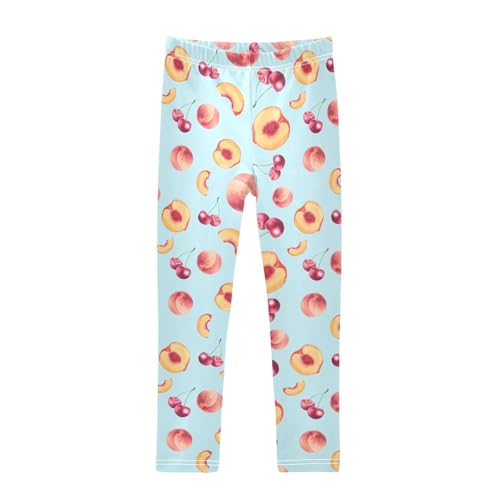 Peach Cherry Girls Leggings,Workout Leggings for Girls Toddler Athletic Leggings Size for 3-10T