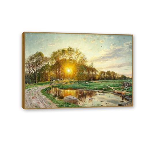 Décoration maison toile peinture à l'huile paysage campagne Monsted