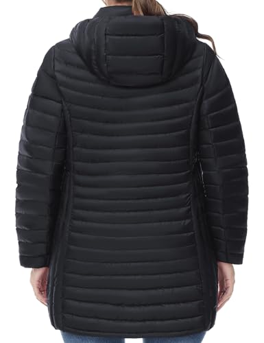 SLOW DOWN Women Plus Size Ultra Light Down Jacket Packable Puffer Jacket Coat Hooded Mid Length Winter Outwear3