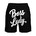 Men & Boys Classic Fit Swim Trunks for Beach Gym Sport Quick Dry Drawstring Basic Board Shorts with Pockets, Underwear Boss Lady White Black Fashion Cargo Short