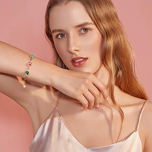 UNICRAFTALE-12pcs-6-Colors-Glass-Gemstone-Charms-Flat-Round-Glass-Links-Pendants-with-Golden-Double-304-Stainless-Steel-Bail-Connectors-for-Women-Bracelet-Jewelry-Making-Hole-25mm