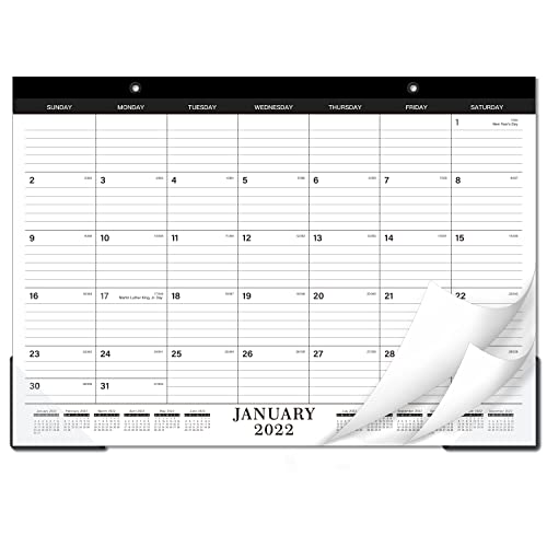 2022 Desk Calendar - Desk/Wall Calendar 2022 with Transparent Protector, Standard, 17" x 12", January - December 2022, Ruled Blocks, New